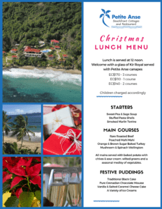 Christmas Lunch menu Grenada 2019