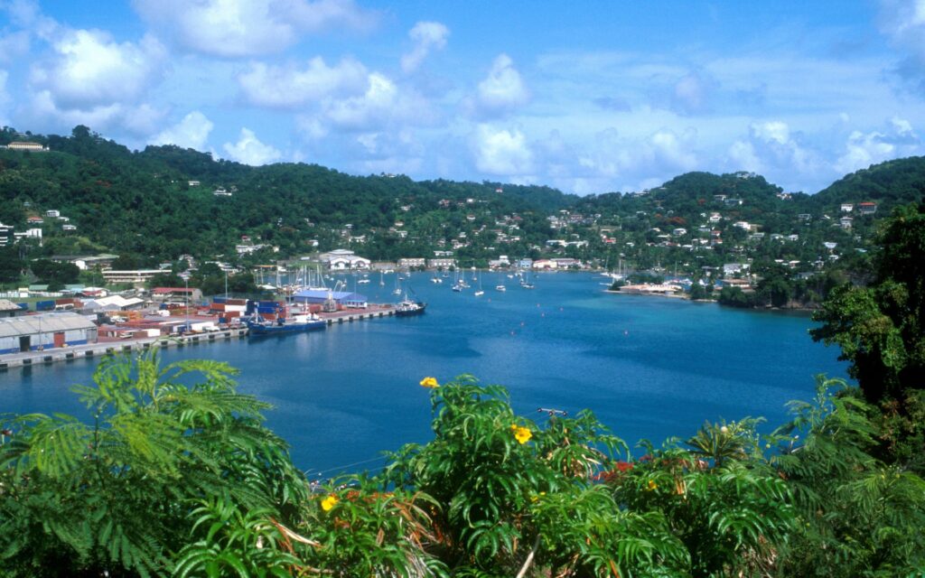 st-georges-grenada St George's harbour and colourful hillside buildings in Grenada