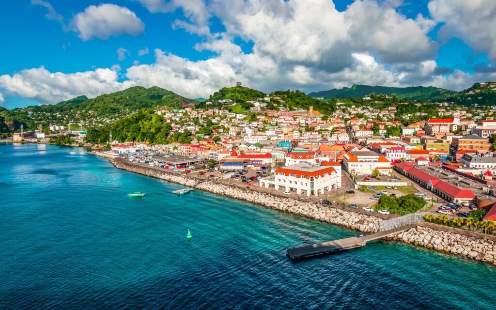 st george's grenada harbour colourful buildings caribbean capital