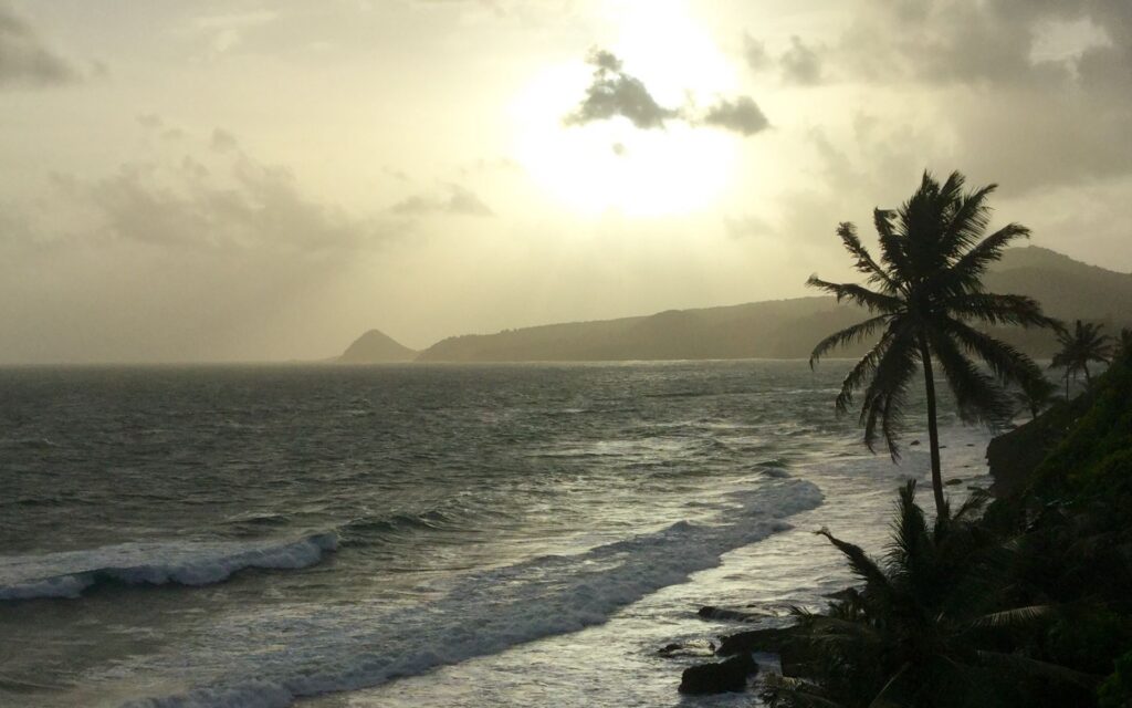 View of Sugar Loaf Island from Petite Anse Hotel on Grenada's north coast