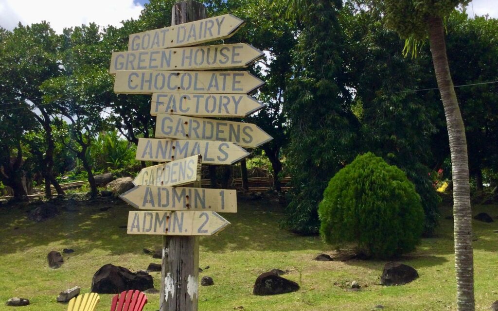 Belmont Estate visitor signpost showing attractions and facilities