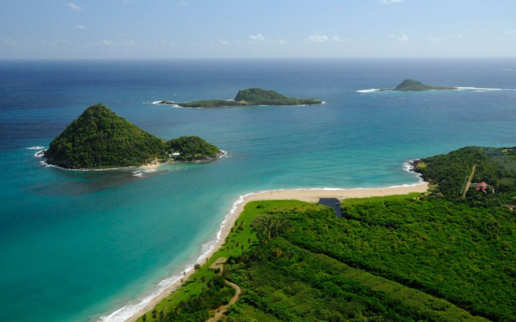 Levera Beach in North Grenada aerial view